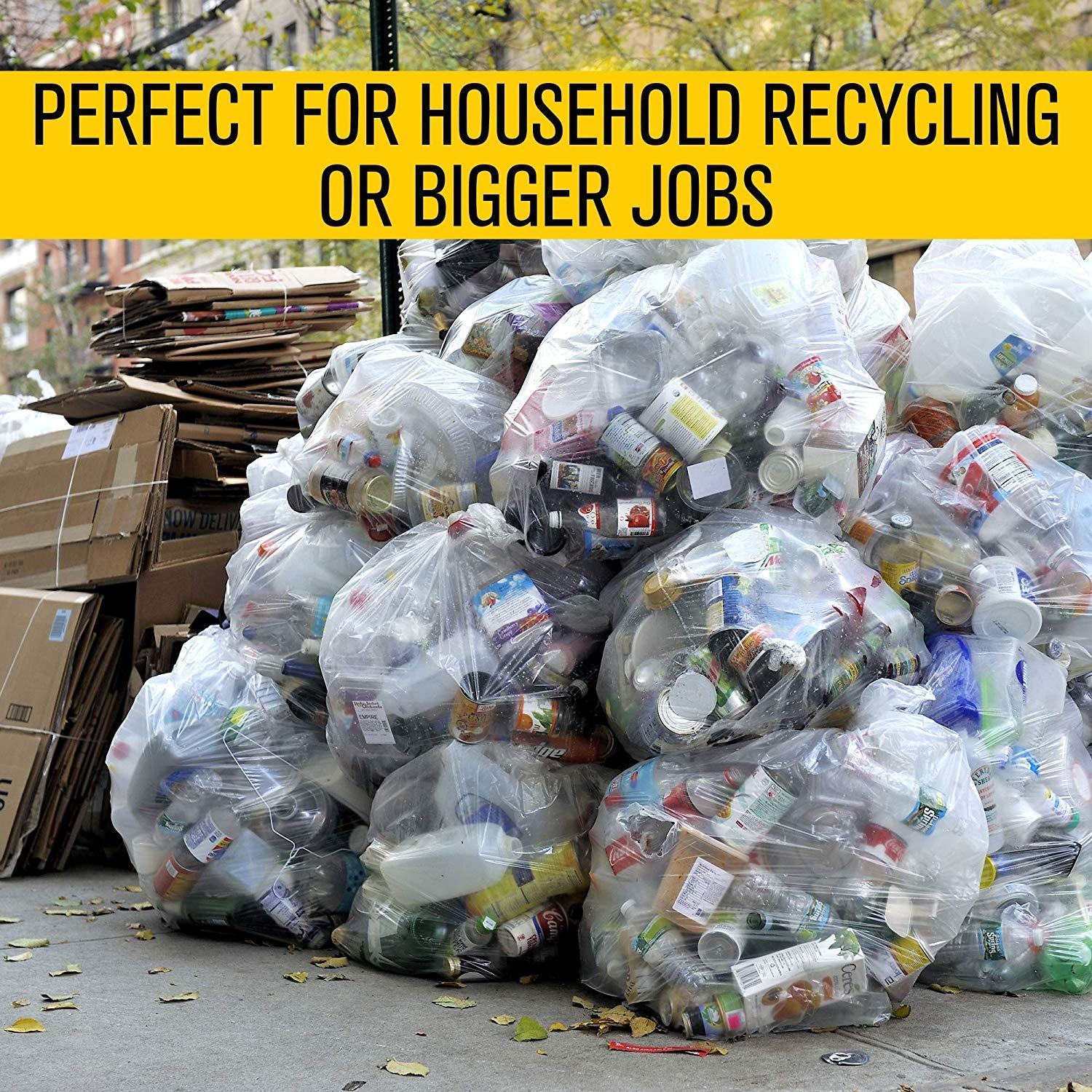 image:imageAluf Plastics Heavy Duty 95 96 Gallon Clear Trash Bags Pack of 32 15 MIL 61 x 68 Industrial Garbage Bags Premium Quality Can Liners for Recycling Bottles Cans Contractors
