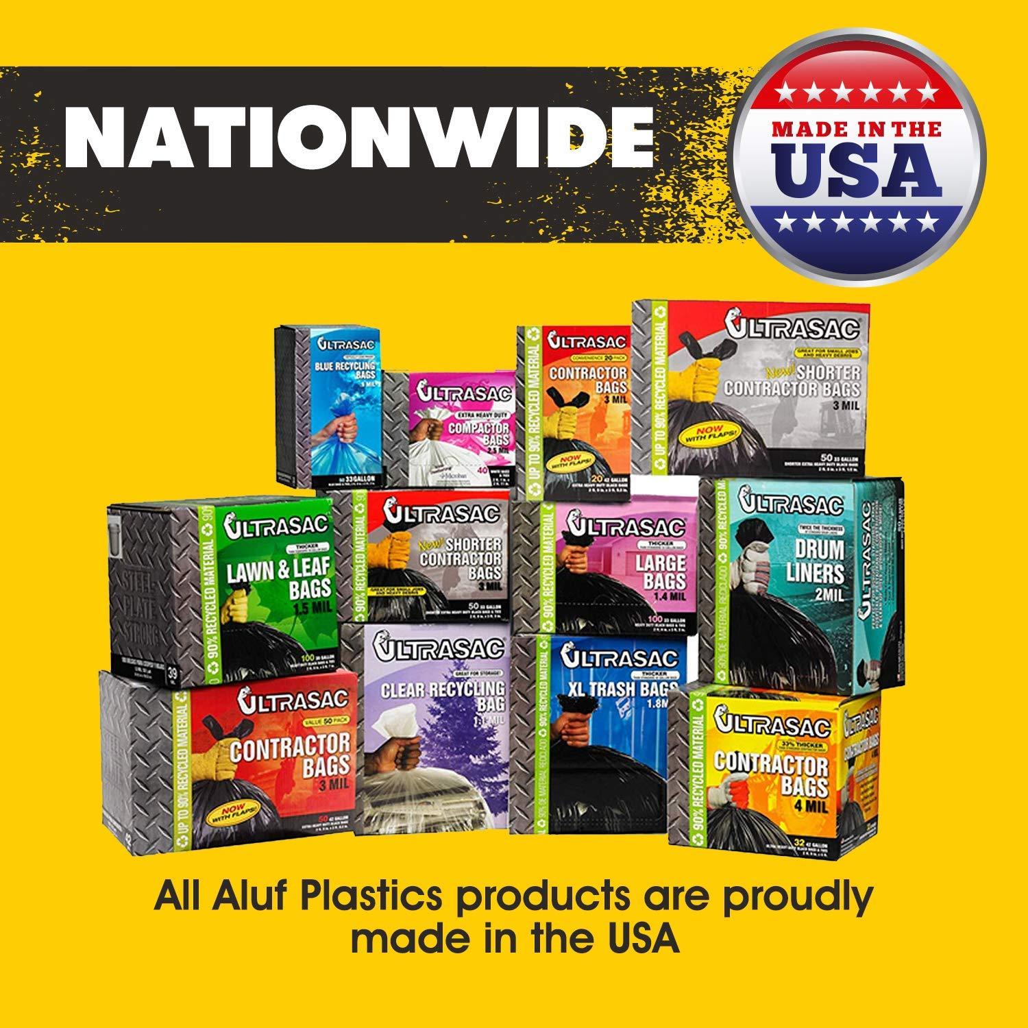 image:imageAluf Plastics Heavy Duty 95 96 Gallon Clear Trash Bags Pack of 32 15 MIL 61 x 68 Industrial Garbage Bags Premium Quality Can Liners for Recycling Bottles Cans Contractors