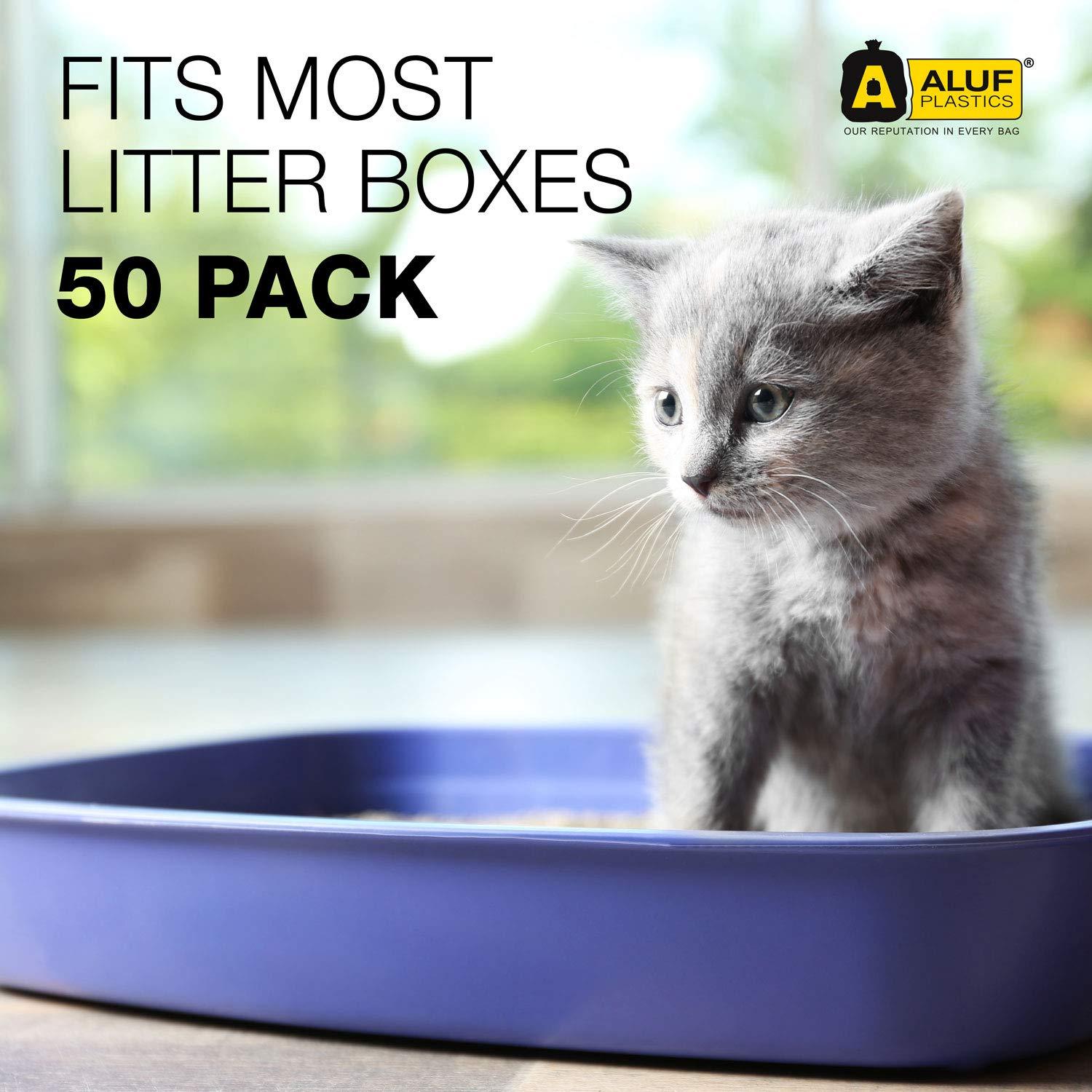 image:imageUltrasac 2 MIL Thick Cat Litter Box Liners 36 x 19 Odor Free Leak Proof Disposable Heavy Duty Jumbo Durable Coreless Drawstring Scratch Tear Resistant Pack of 50 for Kitty Waste Poop