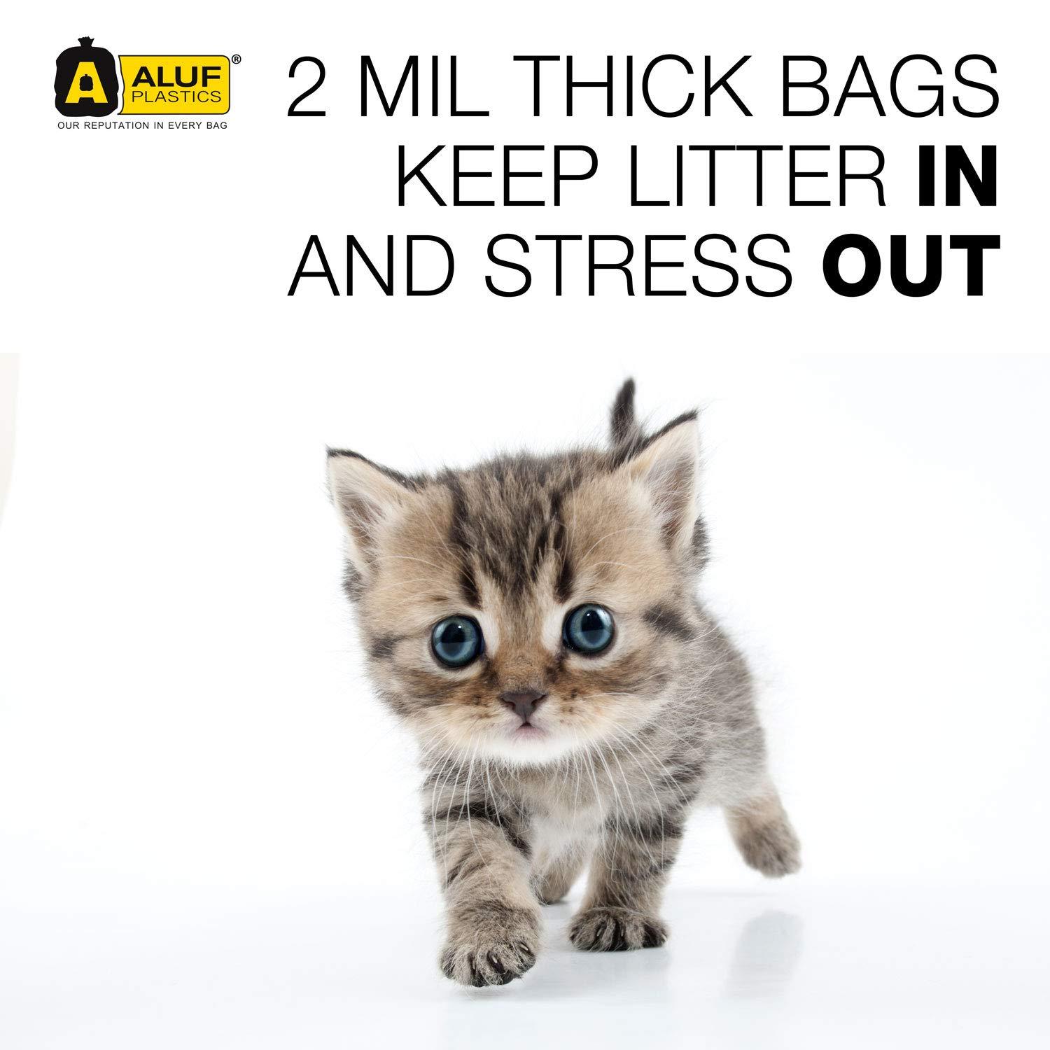 image:imageUltrasac 2 MIL Thick Cat Litter Box Liners 36 x 19 Odor Free Leak Proof Disposable Heavy Duty Jumbo Durable Coreless Drawstring Scratch Tear Resistant Pack of 50 for Kitty Waste Poop