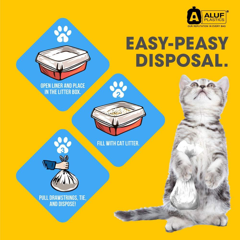 image:imageUltrasac 2 MIL Thick Cat Litter Box Liners 36 x 19 Odor Free Leak Proof Disposable Heavy Duty Jumbo Durable Coreless Drawstring Scratch Tear Resistant Pack of 50 for Kitty Waste Poop