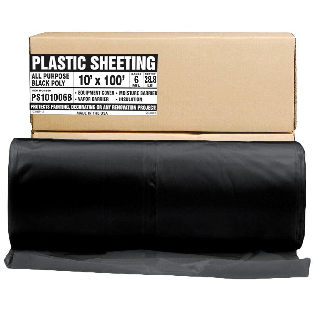 image:imageAluf Plastics 6 MIL Thick Extra Strong Heavy Duty Fire Retardant Clear All Purpose Vapor and Moisture Barrier Sheet TarpDrop Cloth  20 x 100  For Painting Furniture Carpet amp ContractorBlack