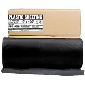 Aluf Plastics 6 MIL Thick Extra Strong Heavy Duty Fire Retardant Clear All Purpose Vapor and Moisture Barrier Sheet Tarp/Drop Cloth – 20″ x 100′ – For Painting, Furniture, Carpet, & Contractor(Black)
