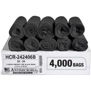 Aluf Plastics High Density Trash Bags, 60 Gallon, 150 Count, 22 Micron (eq), 38″ x 60″, Black, for Bathroom, Office, Industrial, Commercial, Janitorial, Municipal, Recycling(Black)