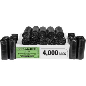 Aluf Plastics SCR-243306C 12-16 Gallon Trash Bags – (Commercial 1000 Pack) – Source Reduction Series Value High Density 6 Micron Gauge (equiv) – Intended for Office, Bathroom, Paper, Styrofoam(Black)