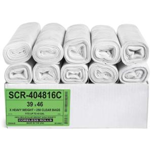 Aluf Plastics SCR-404816C 45 Gallon Clear Trash Bags (250 Count) – 39′ x 46′ – 16 Micron Equivalent High Density Value Garbage Bags Can Liners for Bathroom, Office, Industrial, Commercial, Recycling